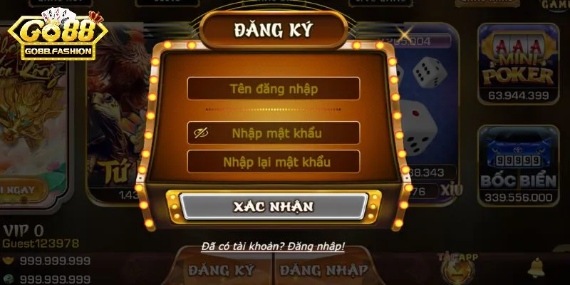 Hướng Dẫn Đăng Ký Tài Khoản Go88 Cho Người Mới Trải nghiệm game ngay sau khi đăng ký